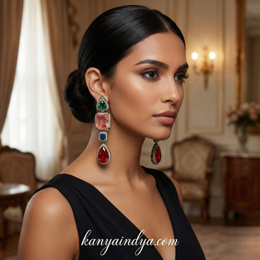 Multi Doublet Sabya Inspired Statement Earrings