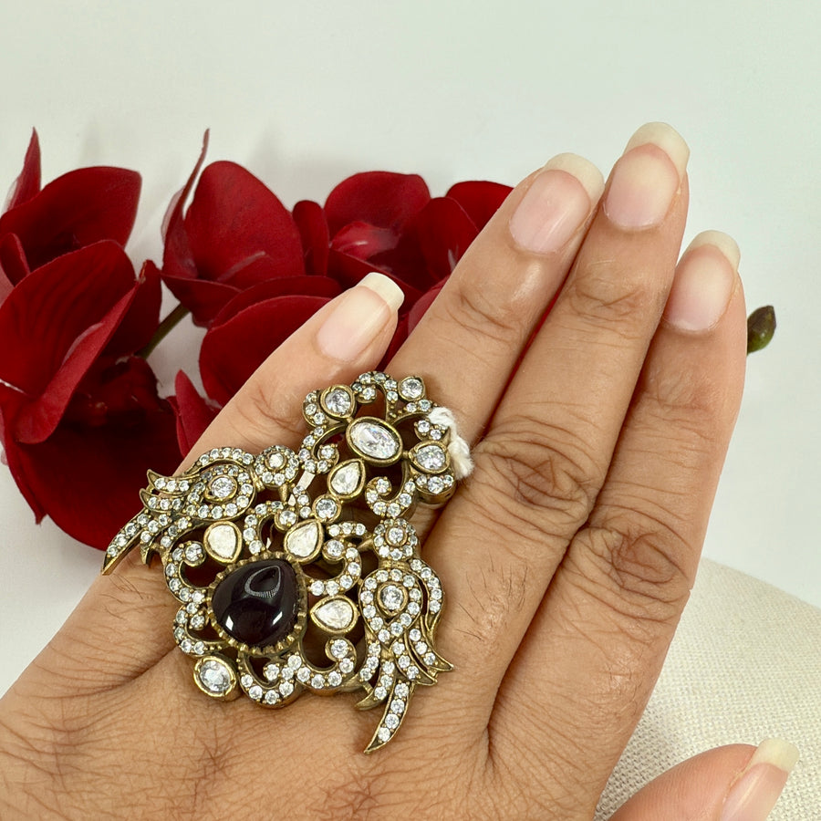 Purple Moissanite Adjustable Finger Ring