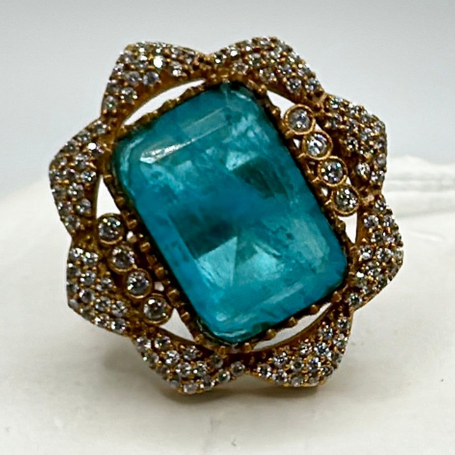 Turquoise Doublet Adjustable Finger Ring