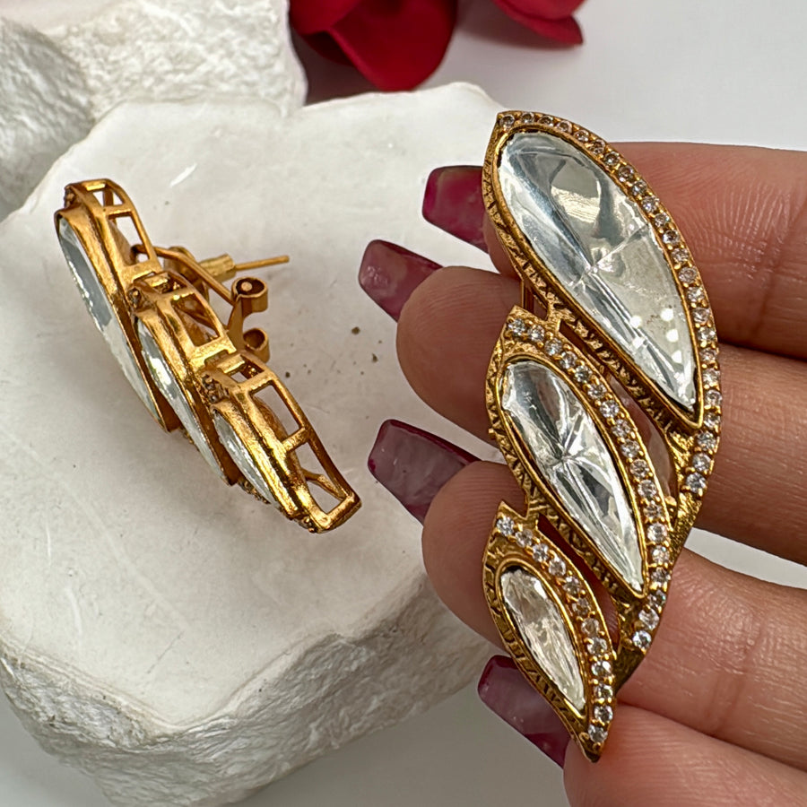 Clear Moissanite Stone Stud Earrings