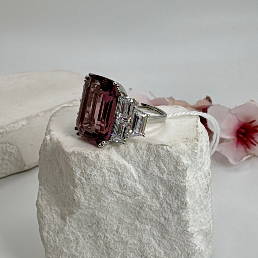 Purple American Diamonds CZ Adjustable Finger Ring