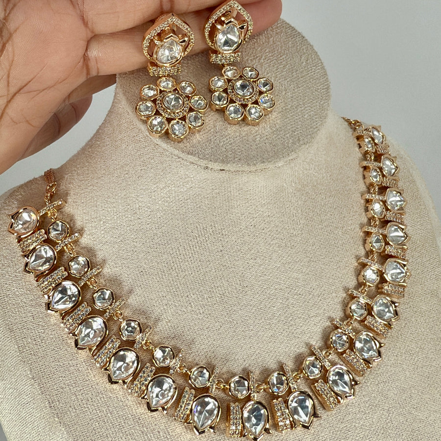 Clear Polki NecklaceSet