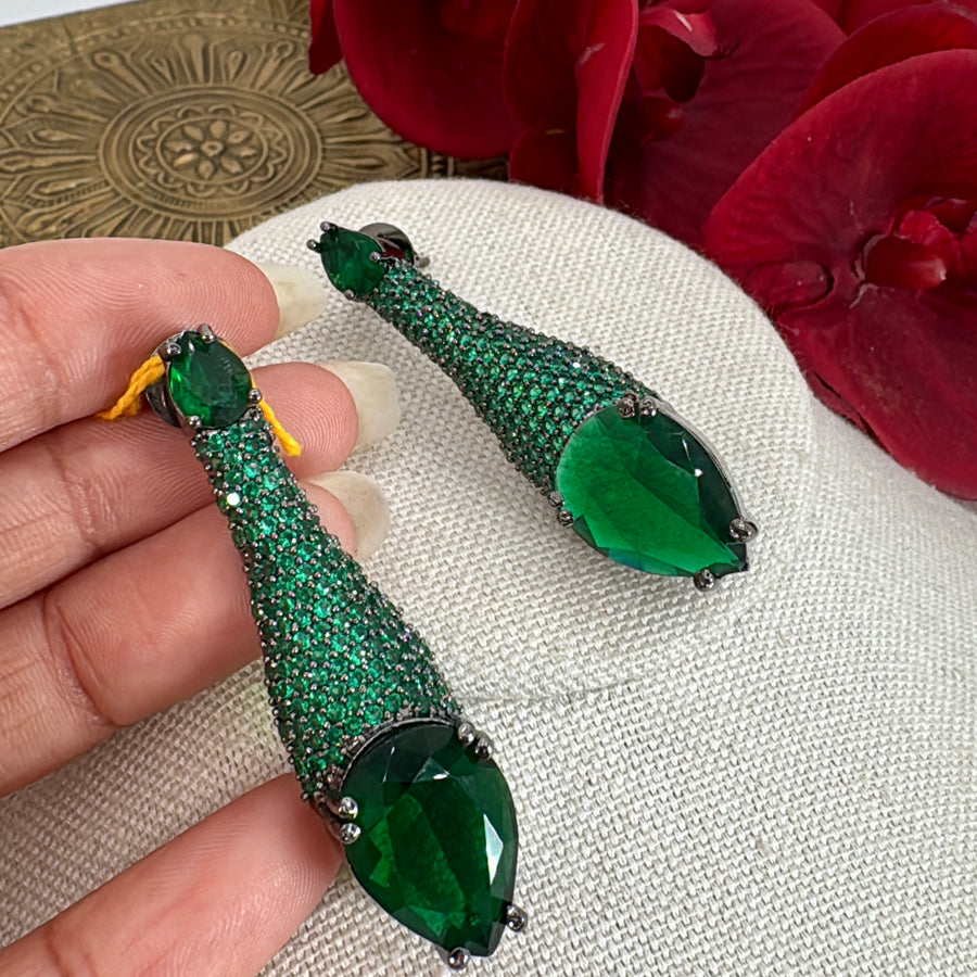 Green Cubic Zirconia American Diamonds Earrings
