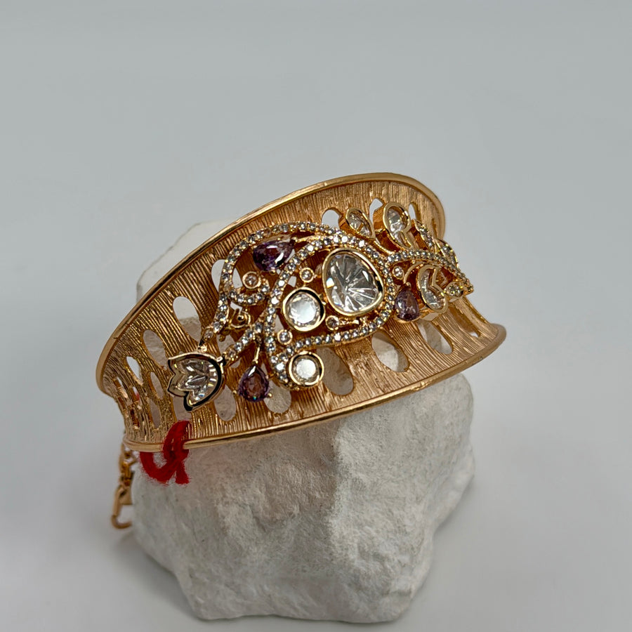 Purple Gold & Moissanite Adjustable Bangle(One Size Fits All)