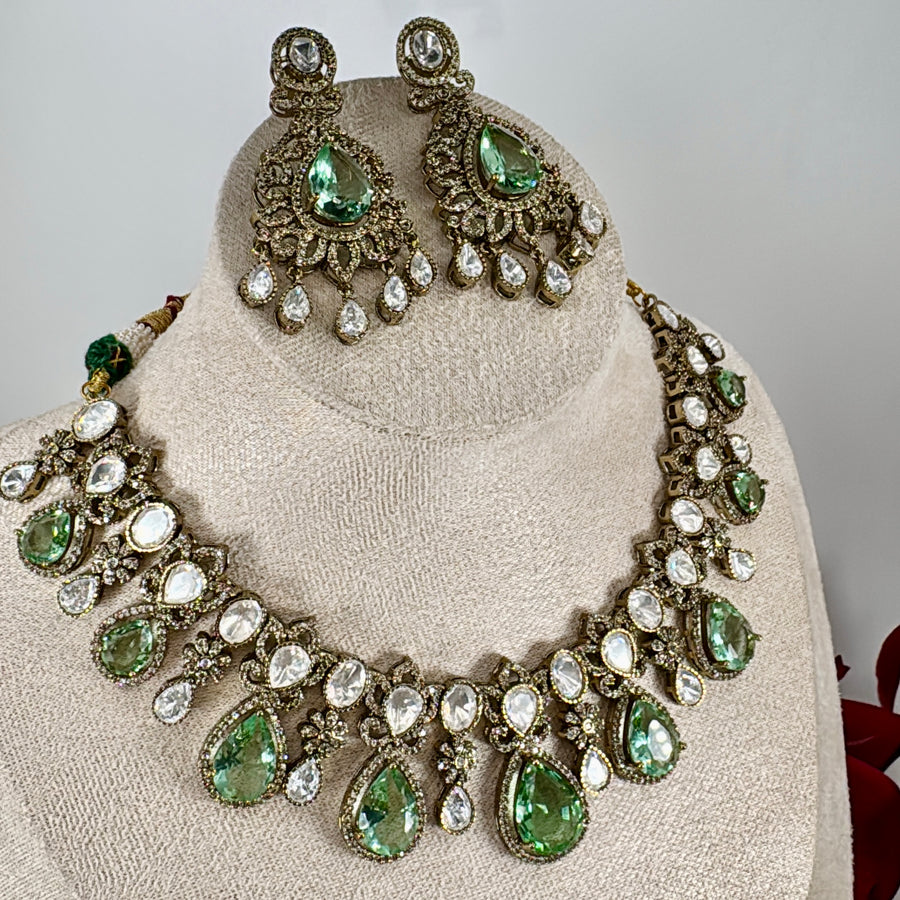 Mint Moissanite Necklace Set