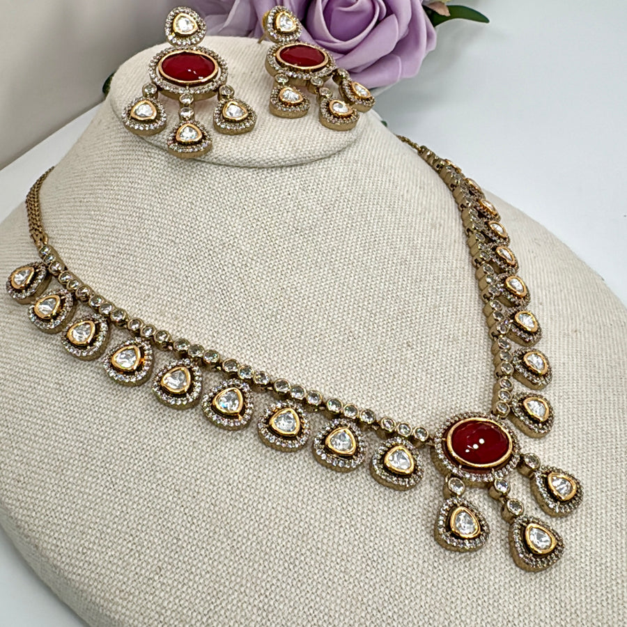 Ruby Polki Kundan Necklace Set