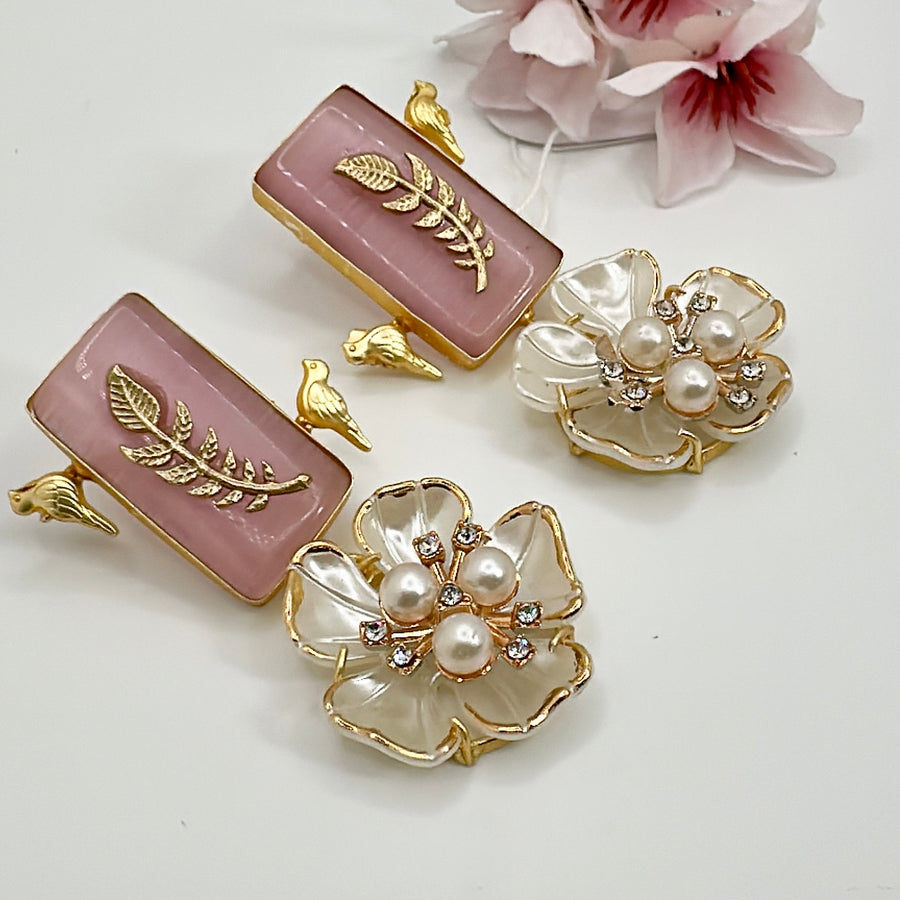 Pink & MOP Flower Earrings