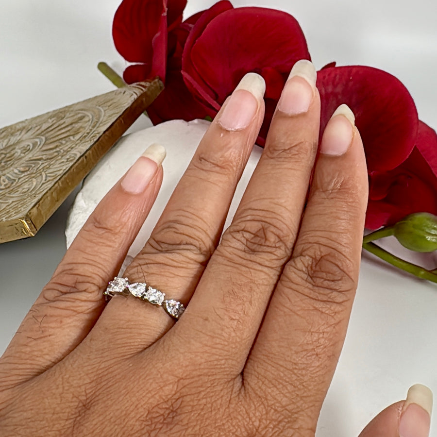 Clear Stackable Italian Cubic Zirconia Gold Plated Finger Ring (Size 8)