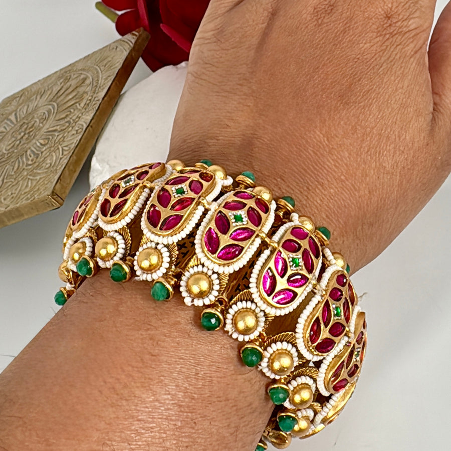 Ruby Jadau Openable Statement Bangle (Size 2.6)