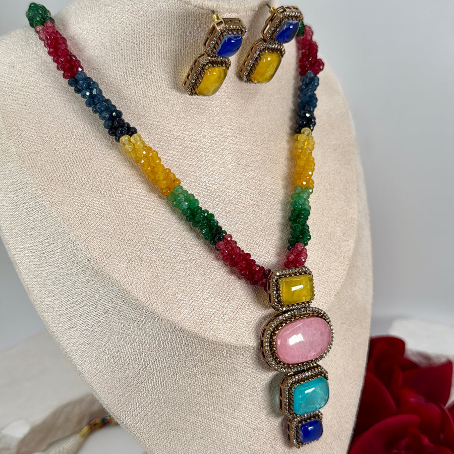 Multi Pearl Doublet Cubic ZirconiaNecklace Set