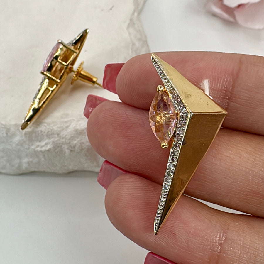 Pink American Diamonds Stud Earrings