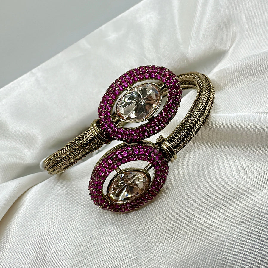 Ruby Kundan Twister Bracelet(One Size Fits All)