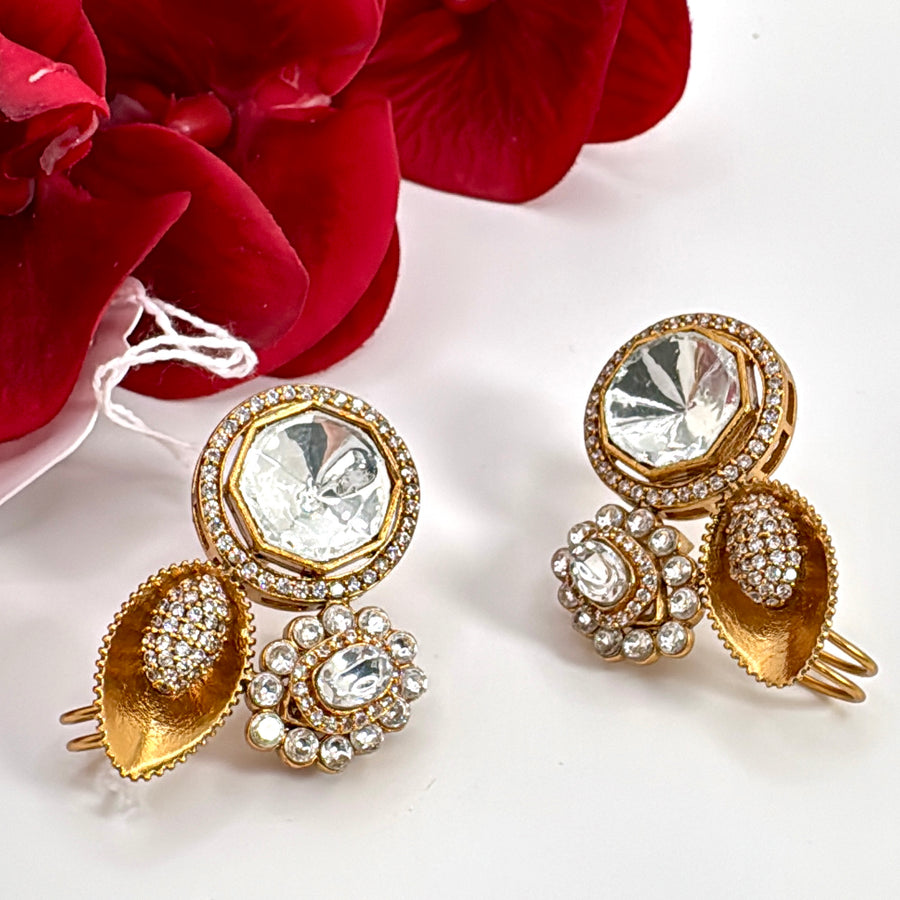 Clear Moissanite Cuff Earrings