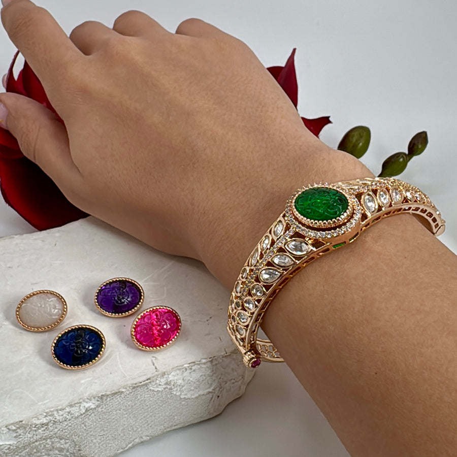 Moissanite Changeable Stone Openable Bangle(Fits Size 2.2- 2.6)