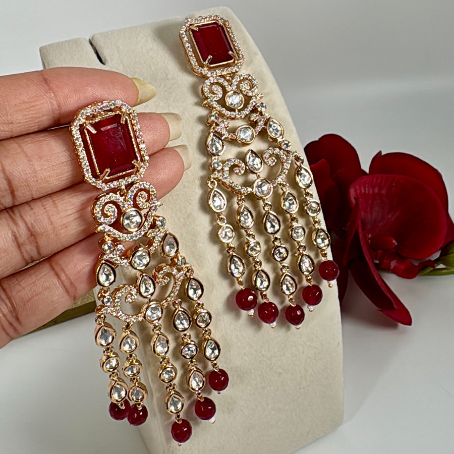 Ruby Polki Kundan Lightweight Earrings