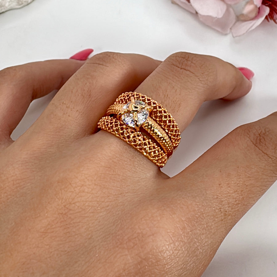 Clear Gold American Diamonds Finger Ring