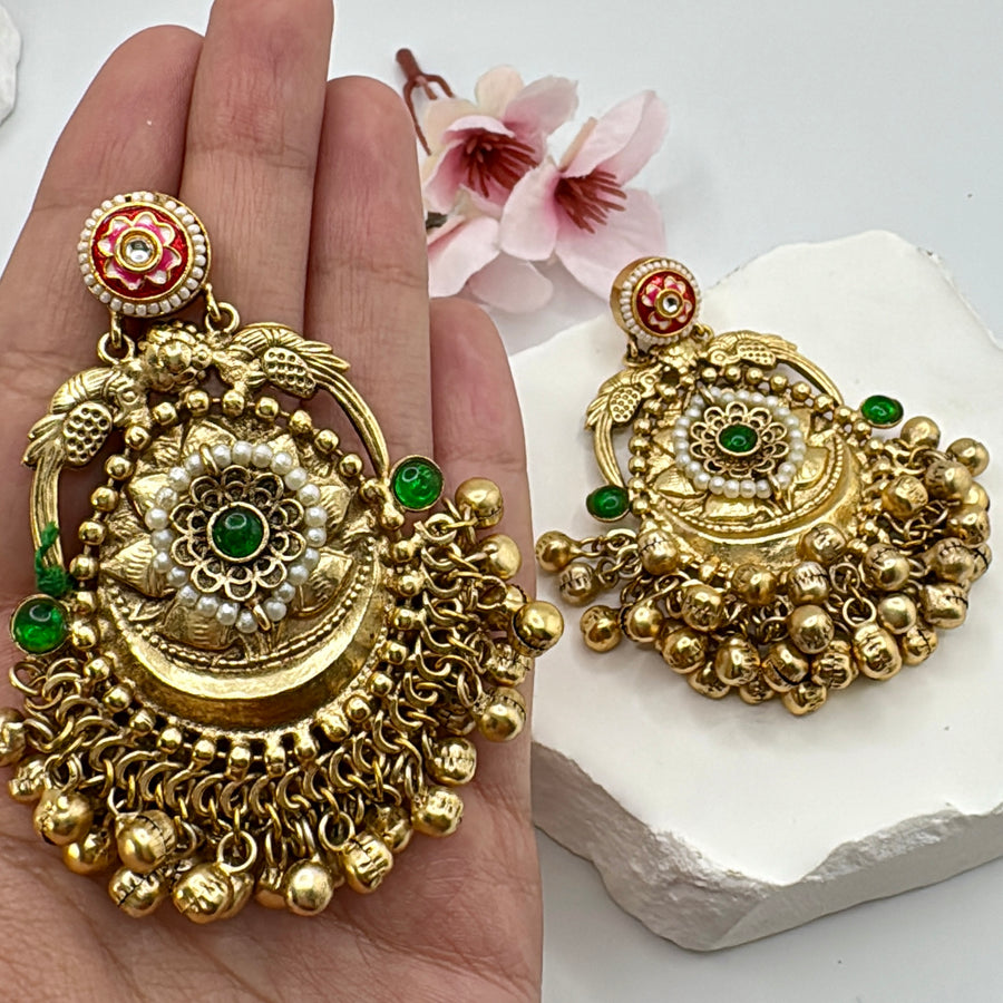 Multi Lightweight Silver Lookalike Antique Gold Earrings