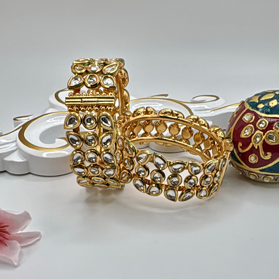 Clear Kundan Openable Bangle Pair(Size 2.4)