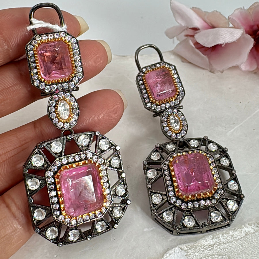 Pink Doublet Victorian Polish Earrings