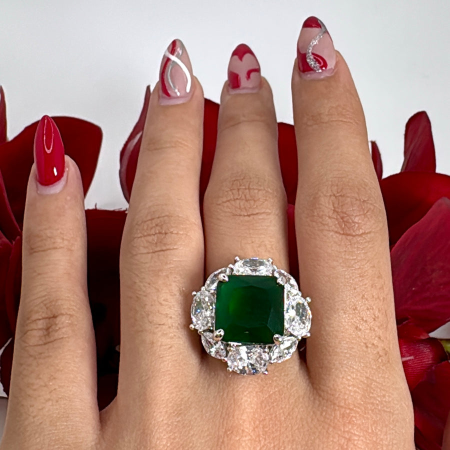 Green Cubic Zirconia Italian Adjustable Finger Ring