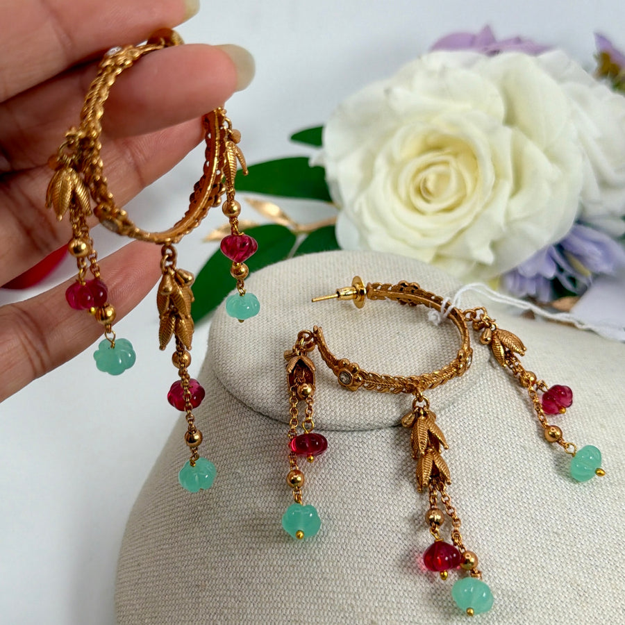Mint Ruby Apala Inspired Lightweight Hoop Earrings