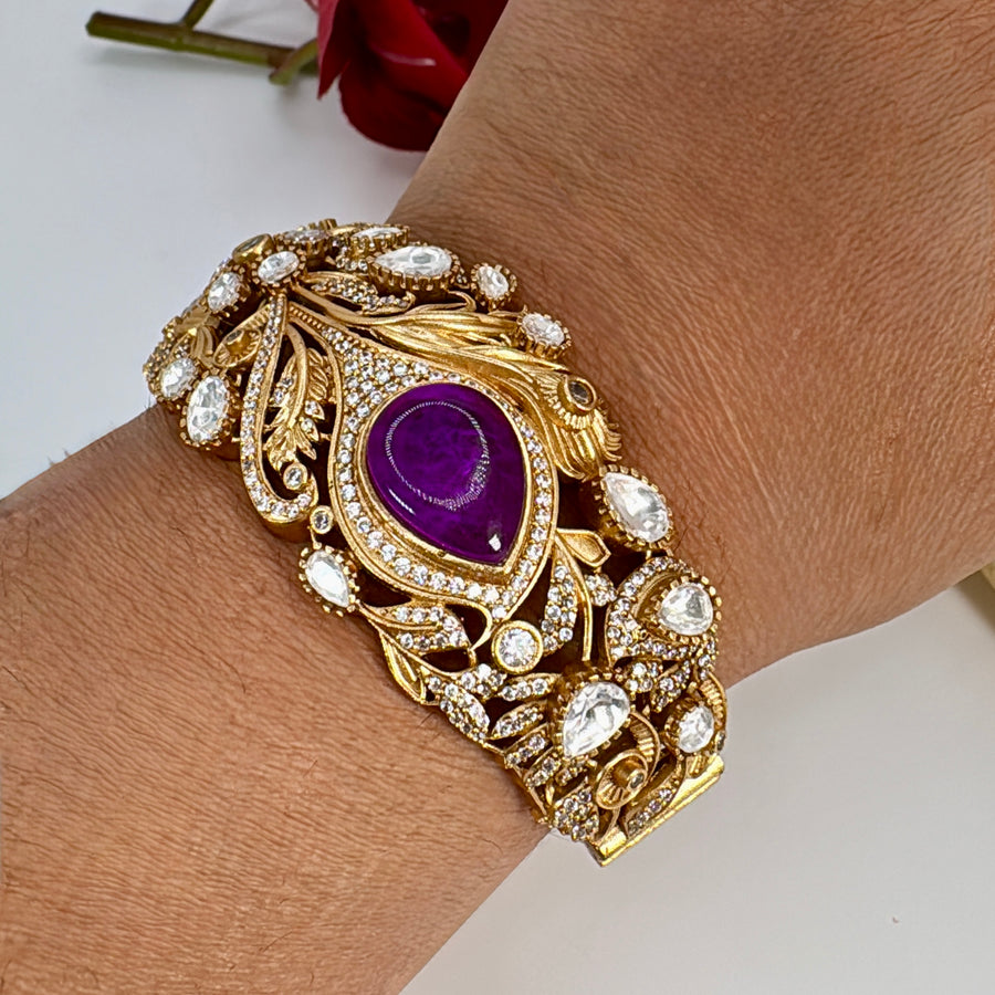 Purple Doublet Moissanite Openable Bangle (Fits Size 2.2-2.6)