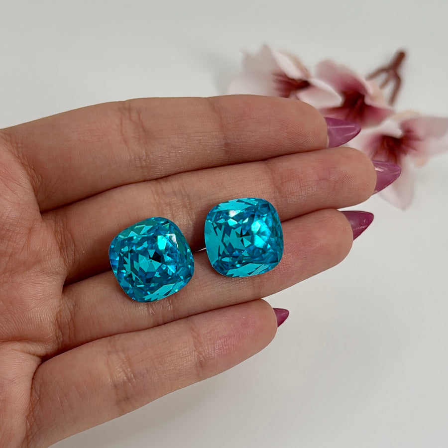 Turquoise Swarovski Crystal Stud Earrings