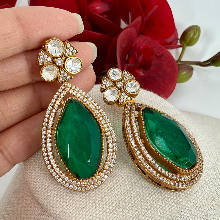 Green Doublet Moissanite Earrings