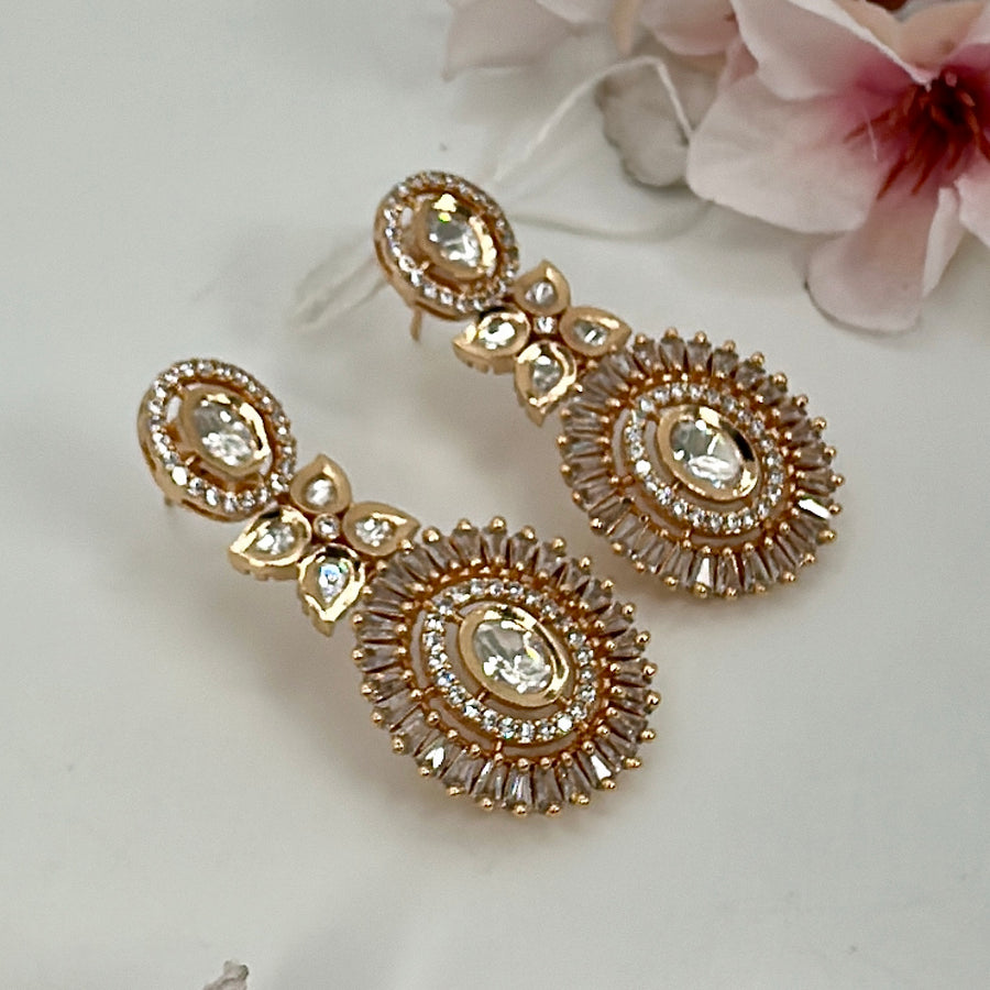 Clear Baguette Diamonds Cubic Zirconia Earrings