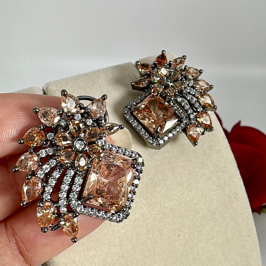 Champagne Cubic Zirconia Stud Earrings