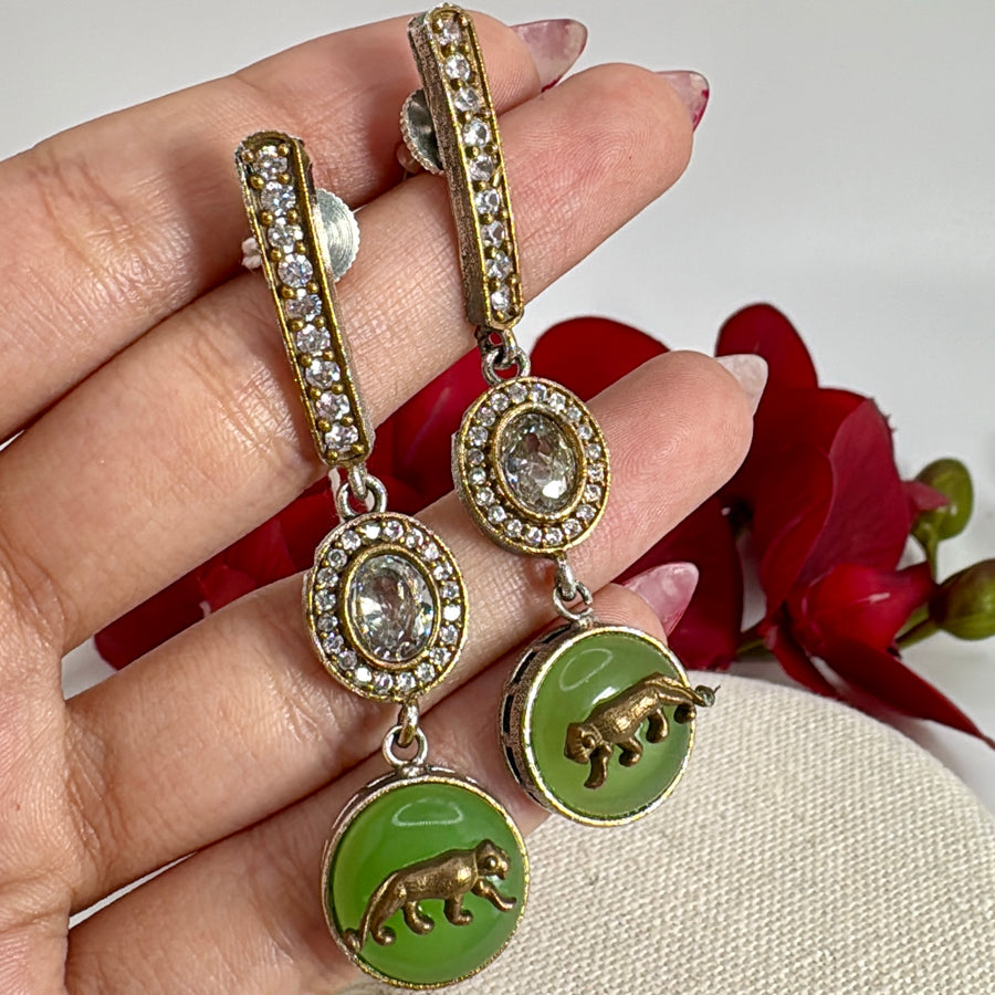 Mint Sabya Inspired Silver Lookalike Earrings for ( Length Approx.2.5 inches)