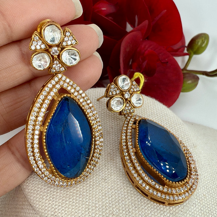 Blue Doublet Moissanite Earrings