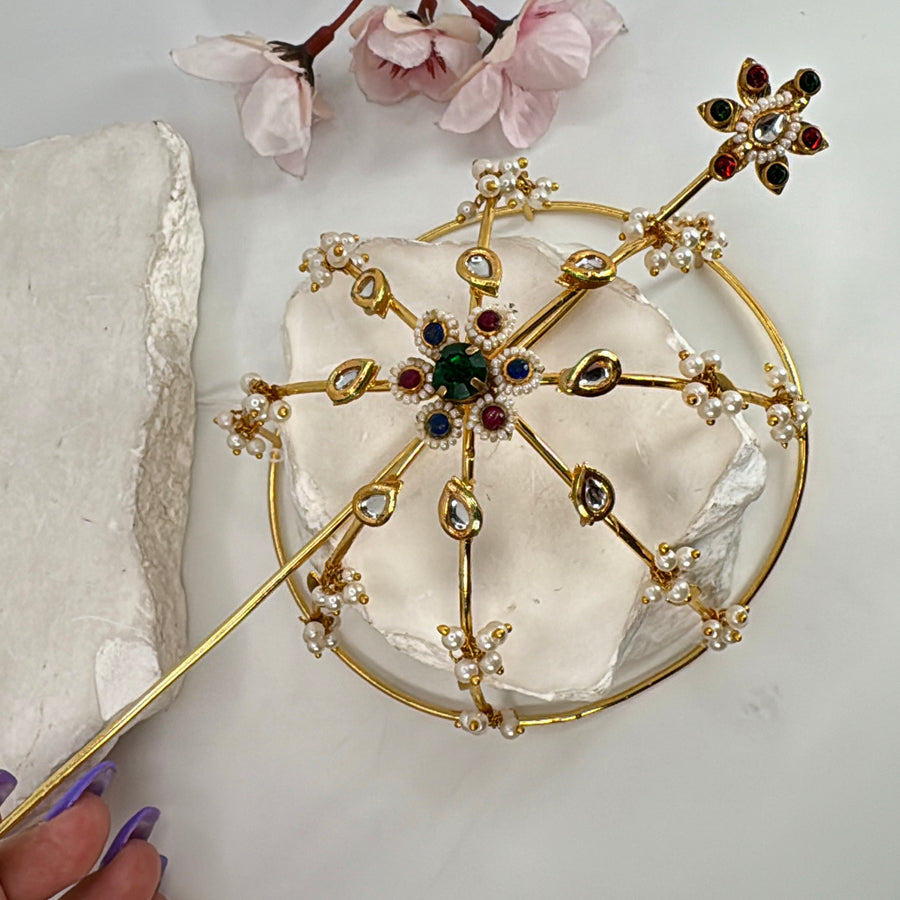 Multi Green Paachi Hair Bun Hair Accessory