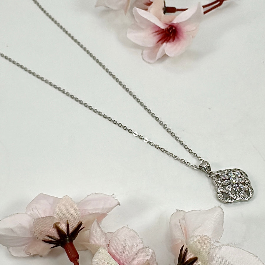 Clear Italian Cubic Zirconia Pendant Necklace