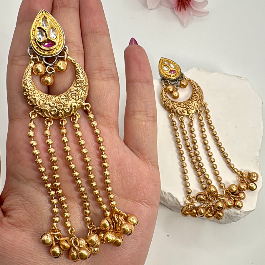 Ruby Silver Lookalike Gold Lightweight Earrings