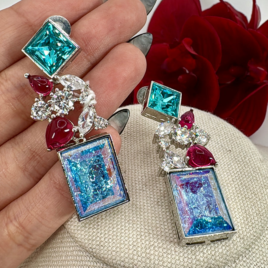 Turquoise Multi Swarovski Earrings