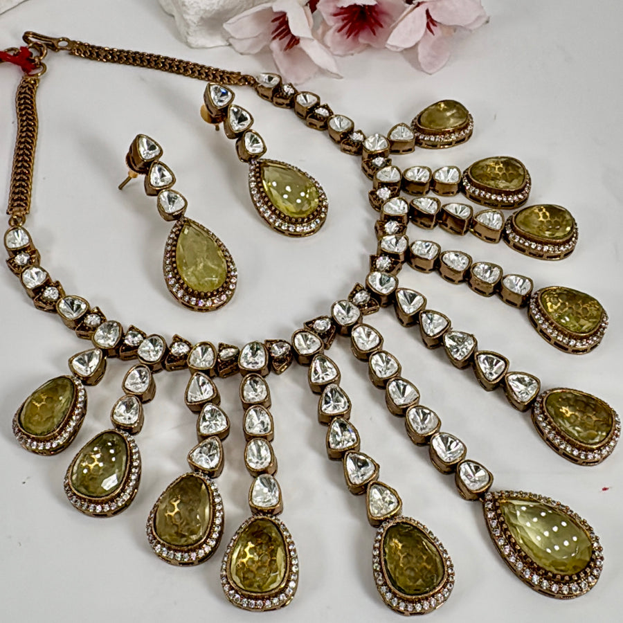 Yellow Doublet Moissanite Necklace Set