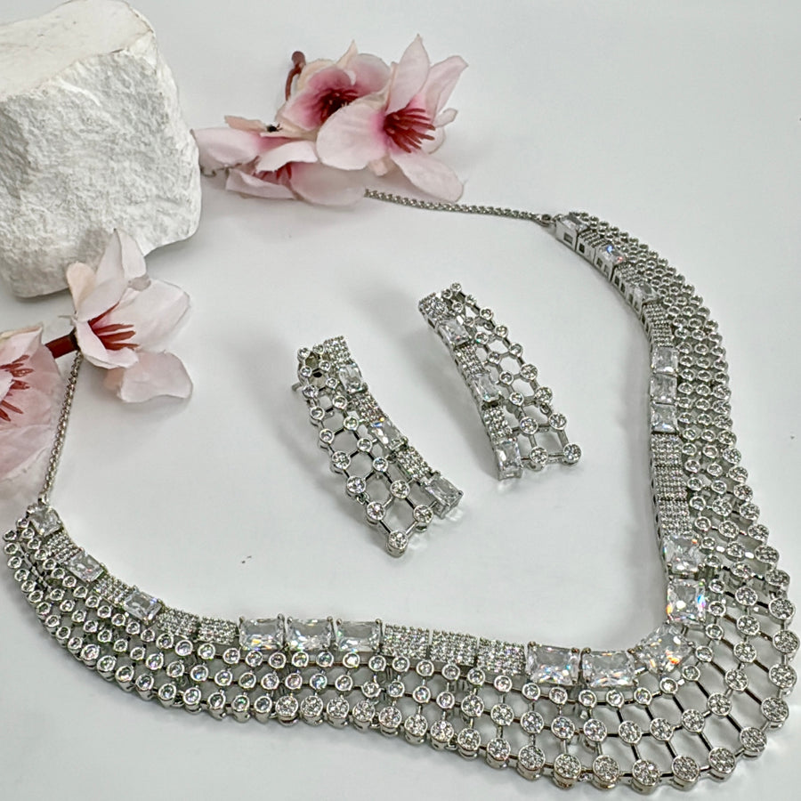 Clear American Diamonds CZ Chick Necklace Set