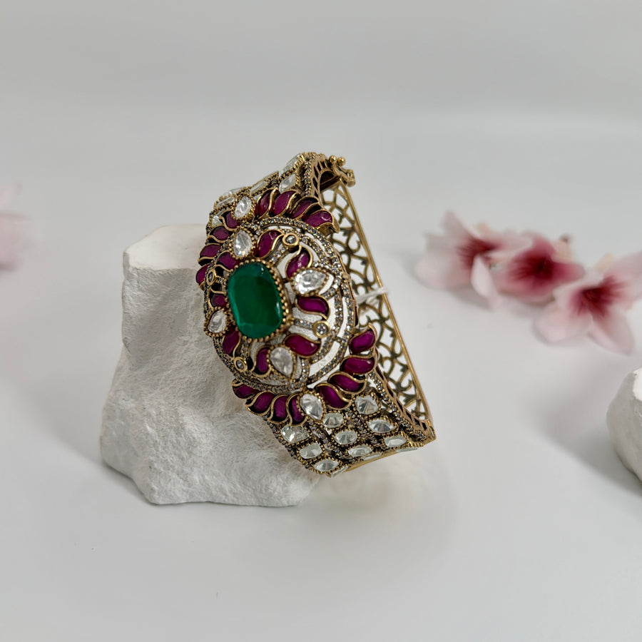 Ruby & Green Moissanite Openable Bracelet(Fits Size 2.2-2.6)