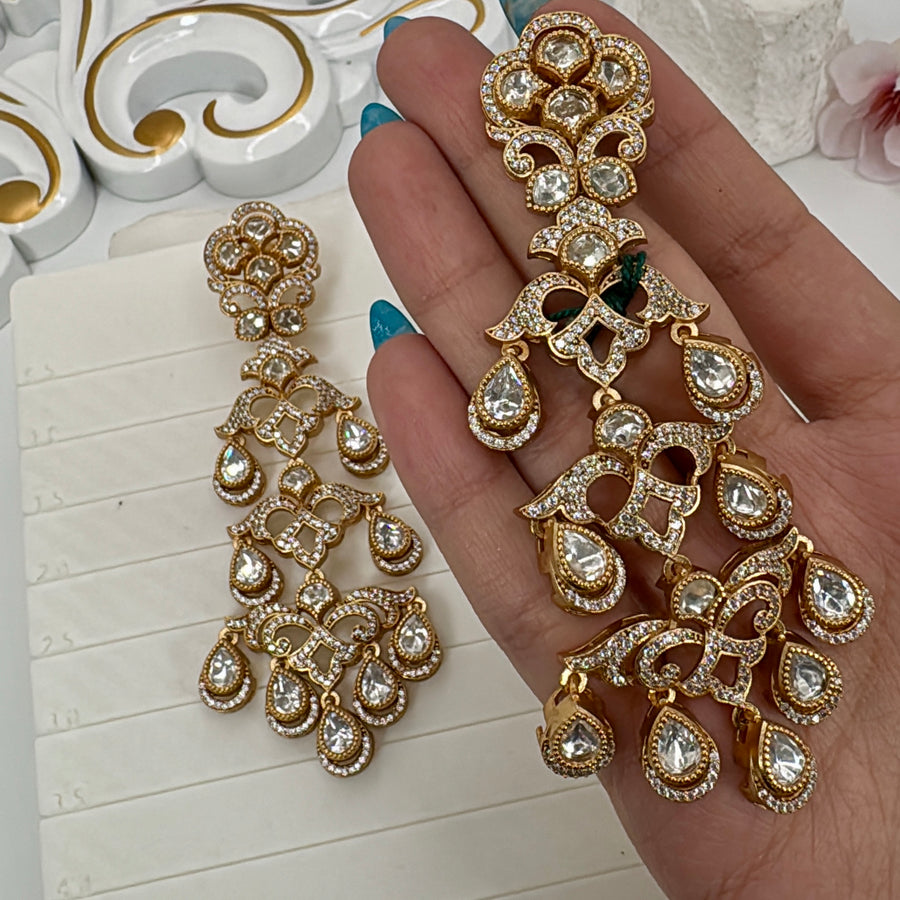 Clear Moissanite Statement Lightweight Earrings