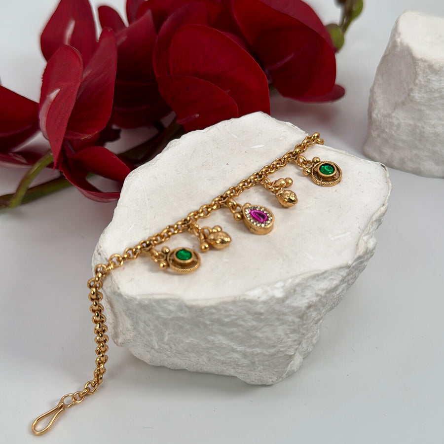 Ruby Charms Antique Gold Kundan Flexible Bracelet