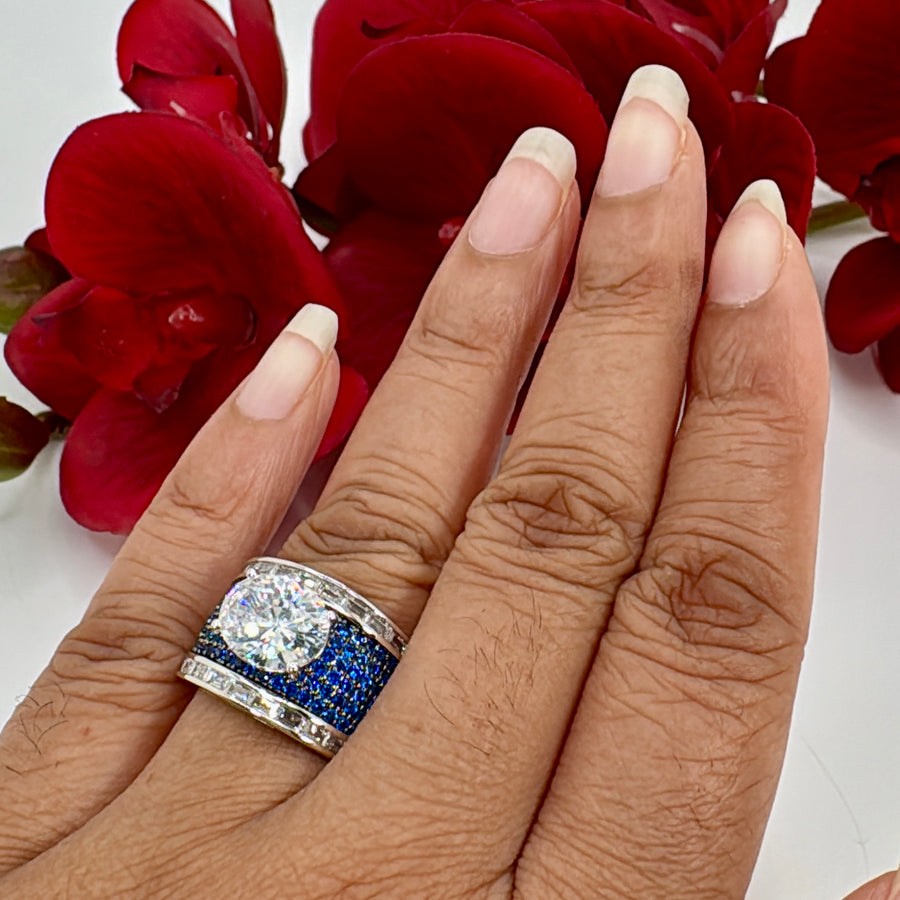Blue Invisible Setting Adjustable Finger Ring