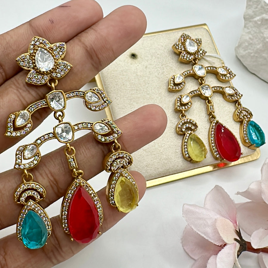 Multi Doublet & Moissanite Lightweight Statement Earrings