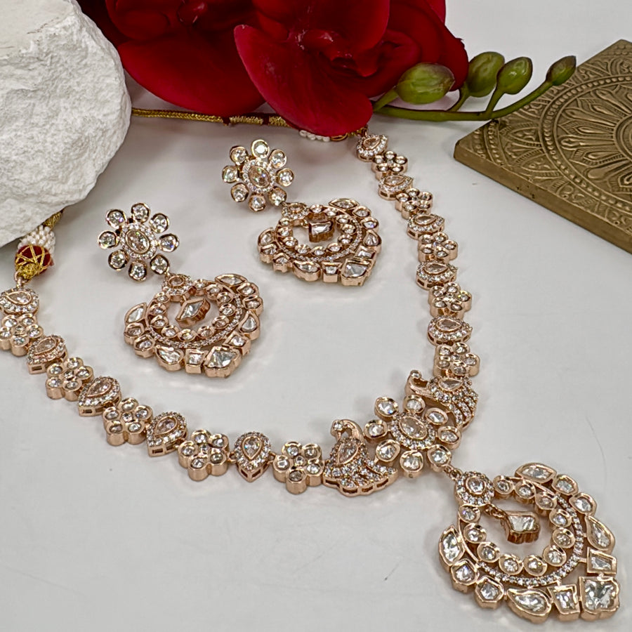 Clear Polki Kundan Necklace Set