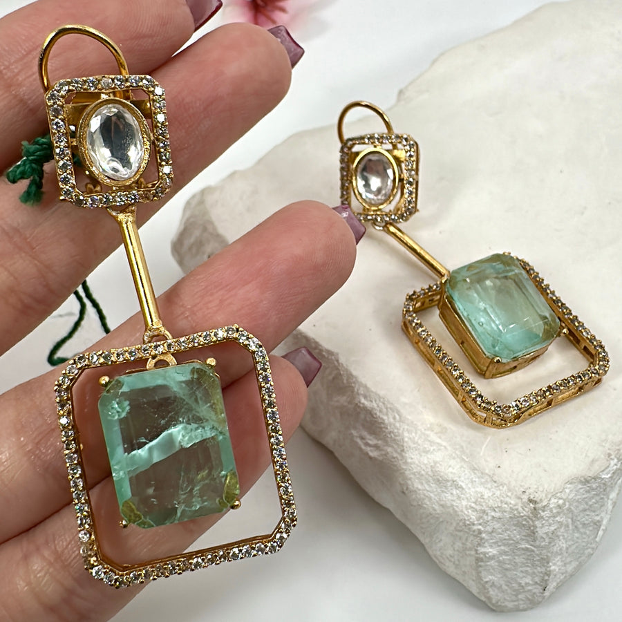 Mint Doublet Moissanite Earrings