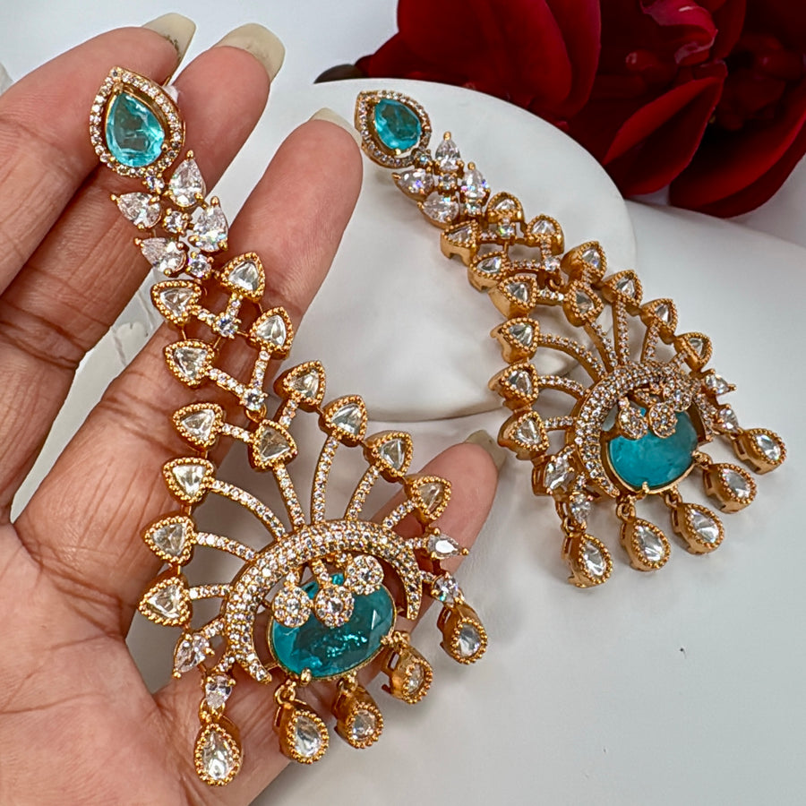 Turquoise Doublet Moissanite Lightweight Statement Earrings