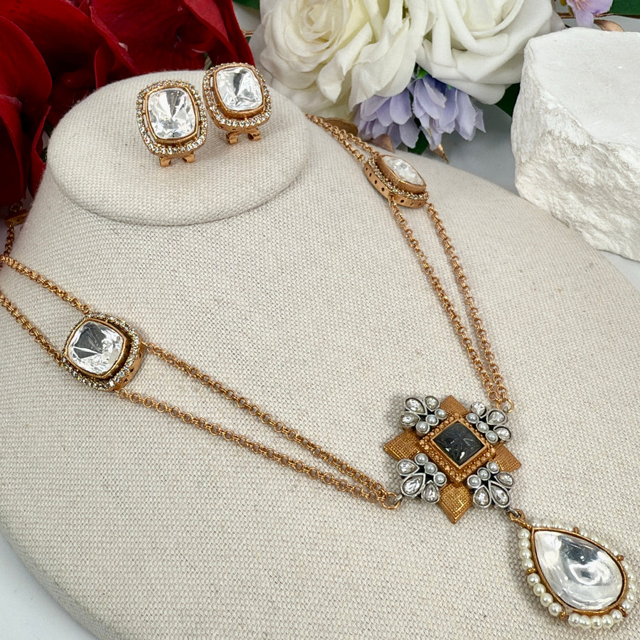 Amethyst Purple Apala Inspired Moissanite Necklace Set