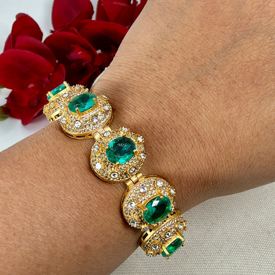 Teal Swarovski Moissanite Flexible Bracelet (Fits Size 2.2 to 2.6)