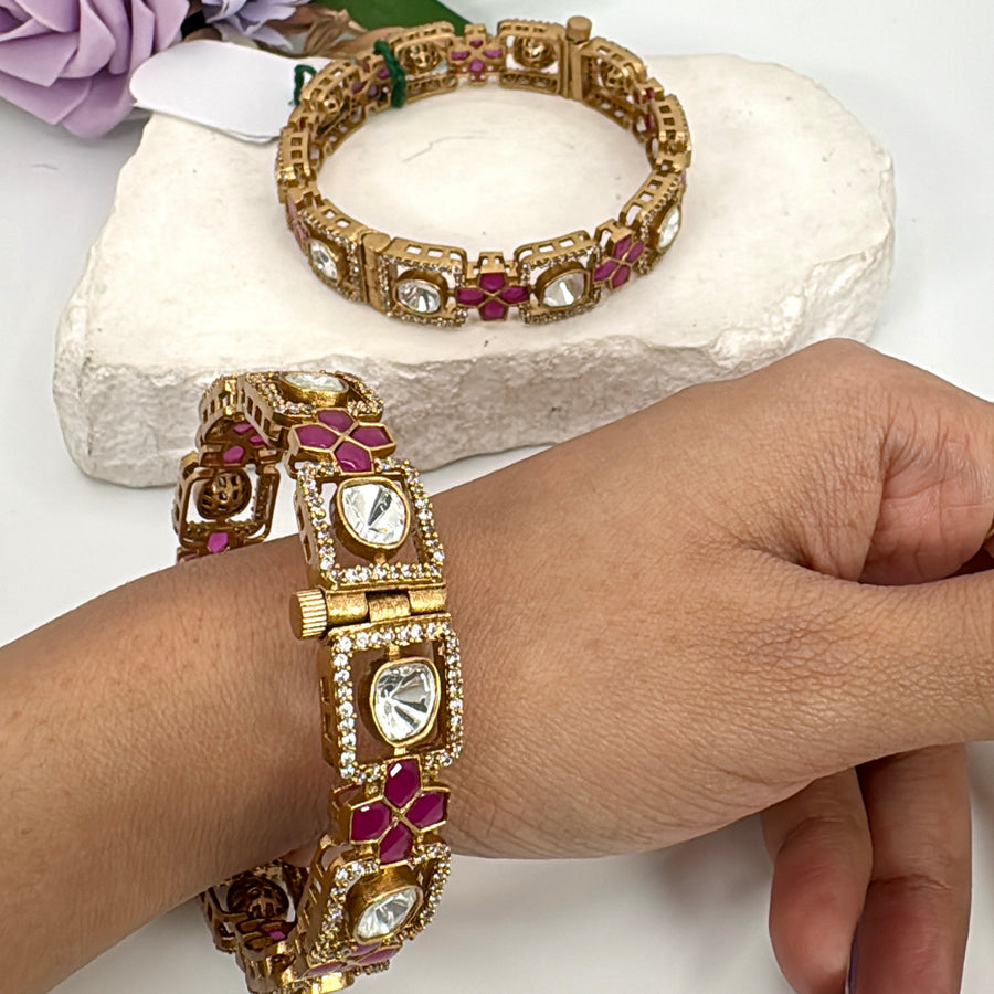 Ruby Moissanite Openable Bangle Pair(Size 2.6)