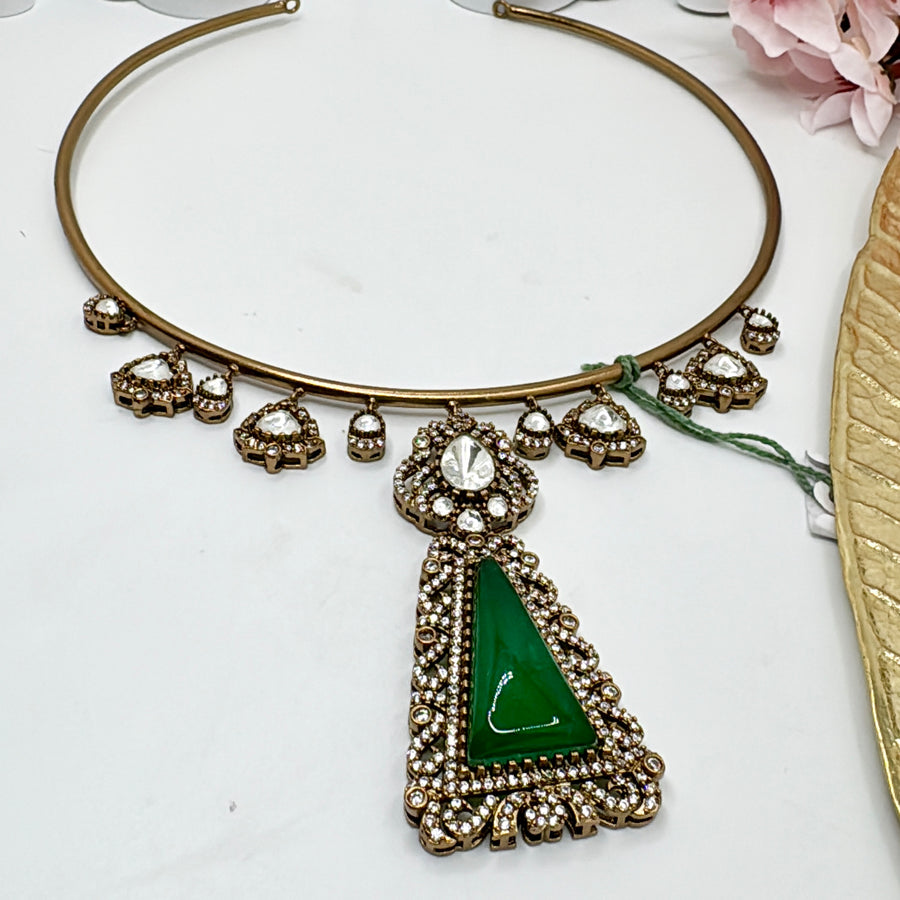 Green Doublet & Moissanite Hasli